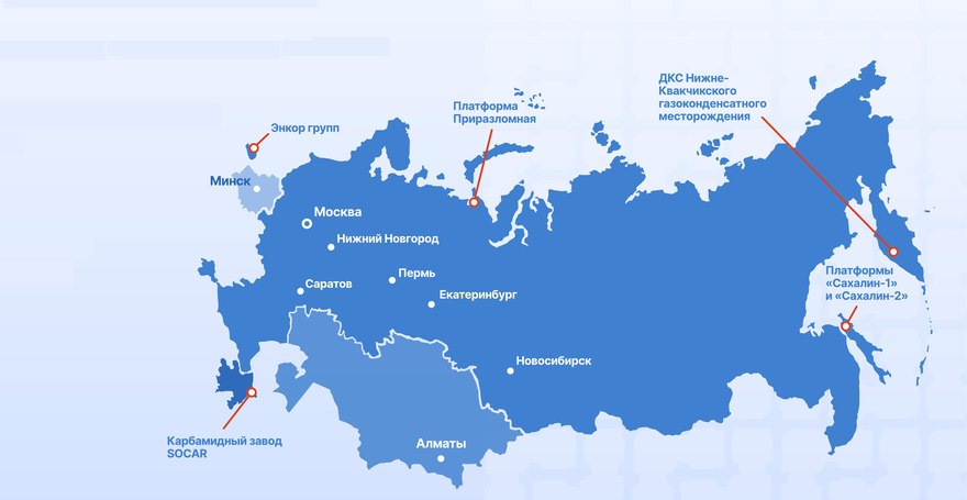 Карта России с объектами